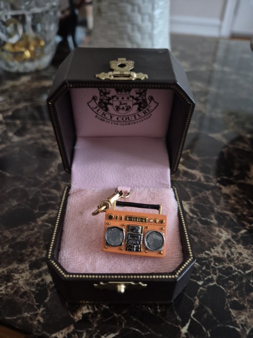 Y3K Rare Juicy Couture Pink & Gold Boombox Charm